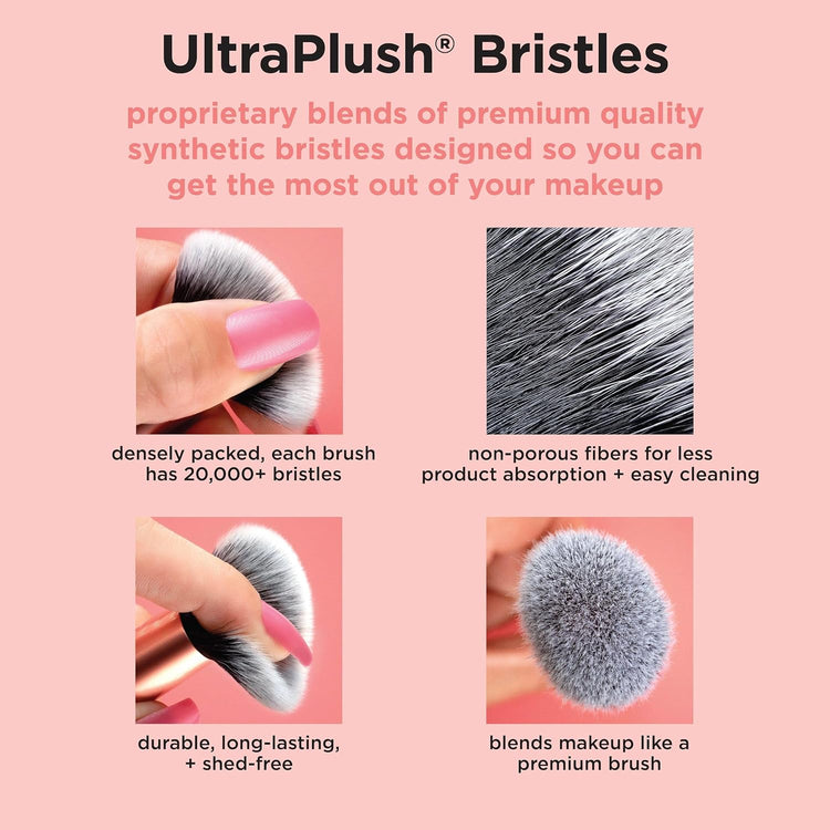 5 Piece Everyday Essentials Makeup Brush Set, Includes 4 Brushes & Makeup Sponge, for Foundation, Blush, Bronzer, Contour, Eyeshadow, & Powder, Travel Gift Set, Cruelty-Free & Vegan