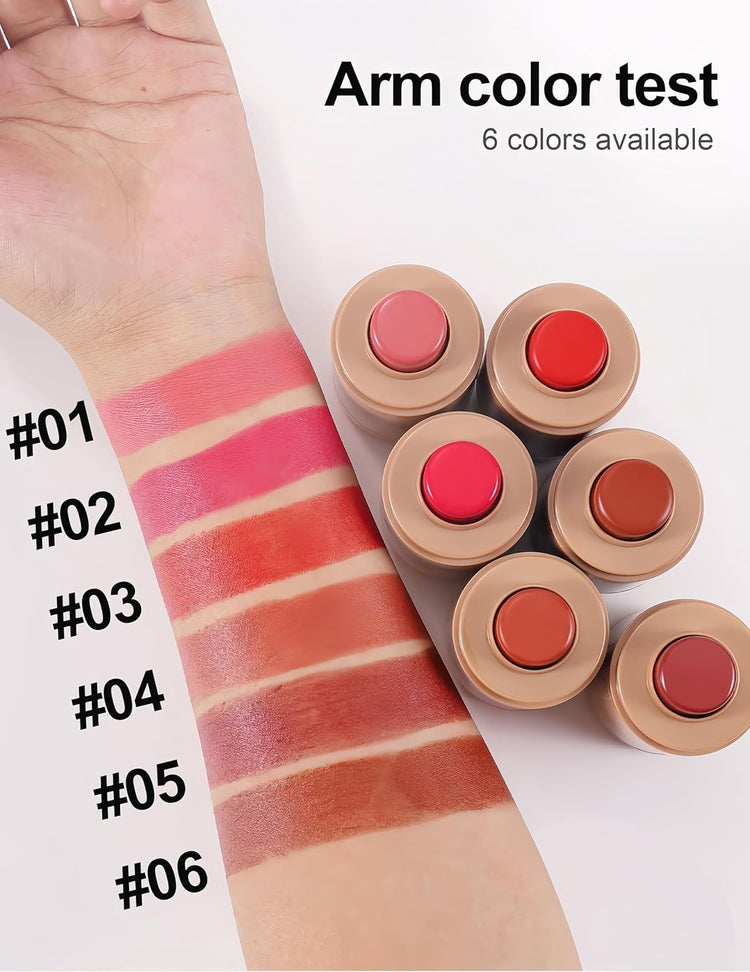 Matte Blush Stick Creamy Natural Looking Finish Face Blush Long-Lasting Lightweight Buildable Blushes Stick for Cheeks (Color H01)