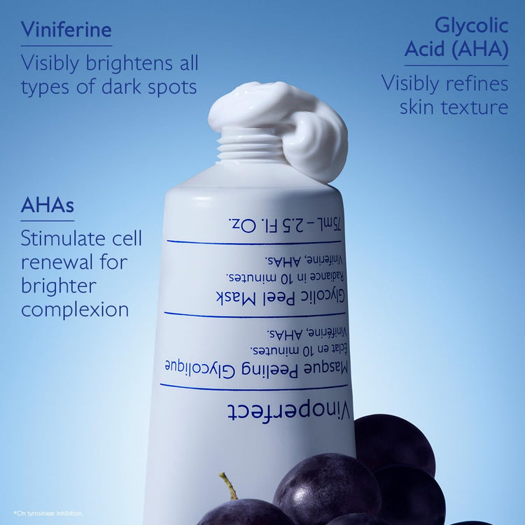 Caudalie Vinoperfect Brightening Trio, Vinoperfect Dark Spot Serum Vitamin C Alternative 30 Ml, Dark Spot Brightening Moisturizer with Niacinamide 50 Ml, and Glycolic Peel Mask 75 Ml
