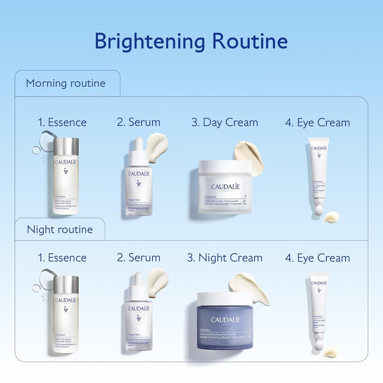 Caudalie Vinoperfect Brightening Trio, Vinoperfect Dark Spot Serum Vitamin C Alternative 30 Ml, Dark Spot Brightening Moisturizer with Niacinamide 50 Ml, and Glycolic Peel Mask 75 Ml