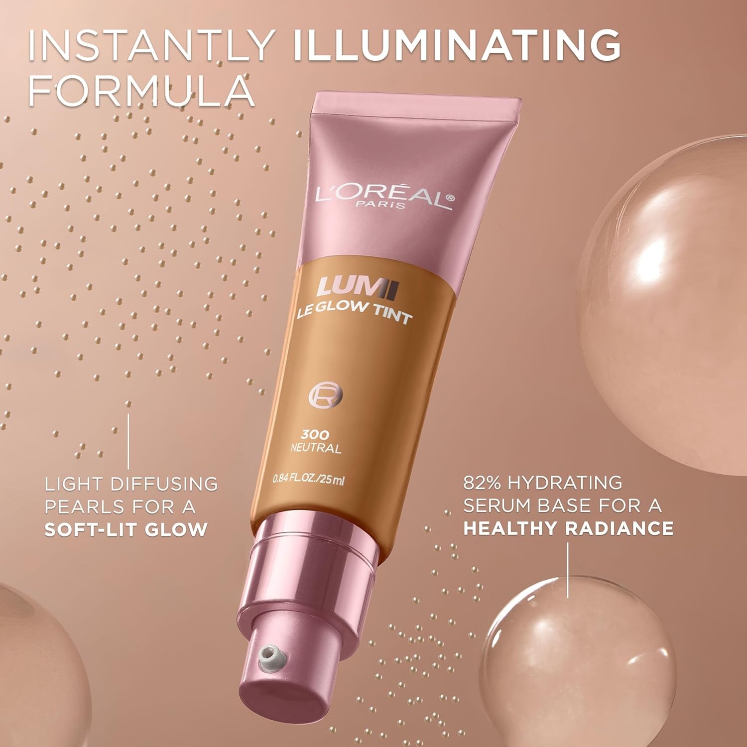 Lumi Le Glow Skin Tint, Lightweight Water-Based Tinted Serum with Foundation-Like Coverage, Glow Illuminator, Neutral 210, 0.85 Fl Oz