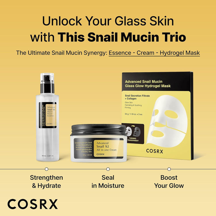 Snail Mucin 96% Power Repairing Essence 3.38 Fl.Oz 100Ml, Hydrating Serum for Face with Snail Secretion Filtrate for Dull Skin & Fine Lines, Korean Skin Care