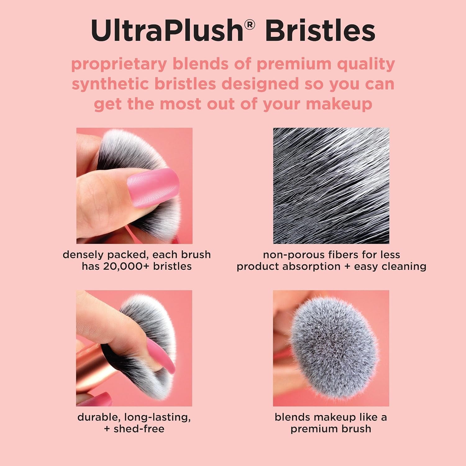 5 Piece Everyday Essentials Makeup Brush Set, Includes 4 Brushes & Makeup Sponge, for Foundation, Blush, Bronzer, Contour, Eyeshadow, & Powder, Travel Gift Set, Cruelty-Free & Vegan