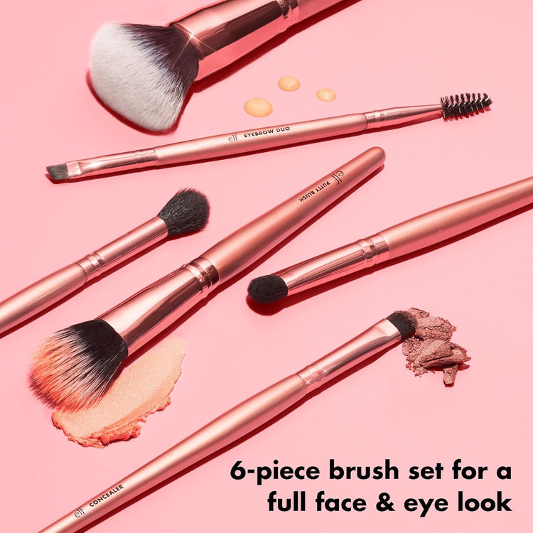 Flawless Face Kit, 6-Piece Brush Collection, Brushes for Face, Eyes & Brows, Vegan & Cruelty-Free