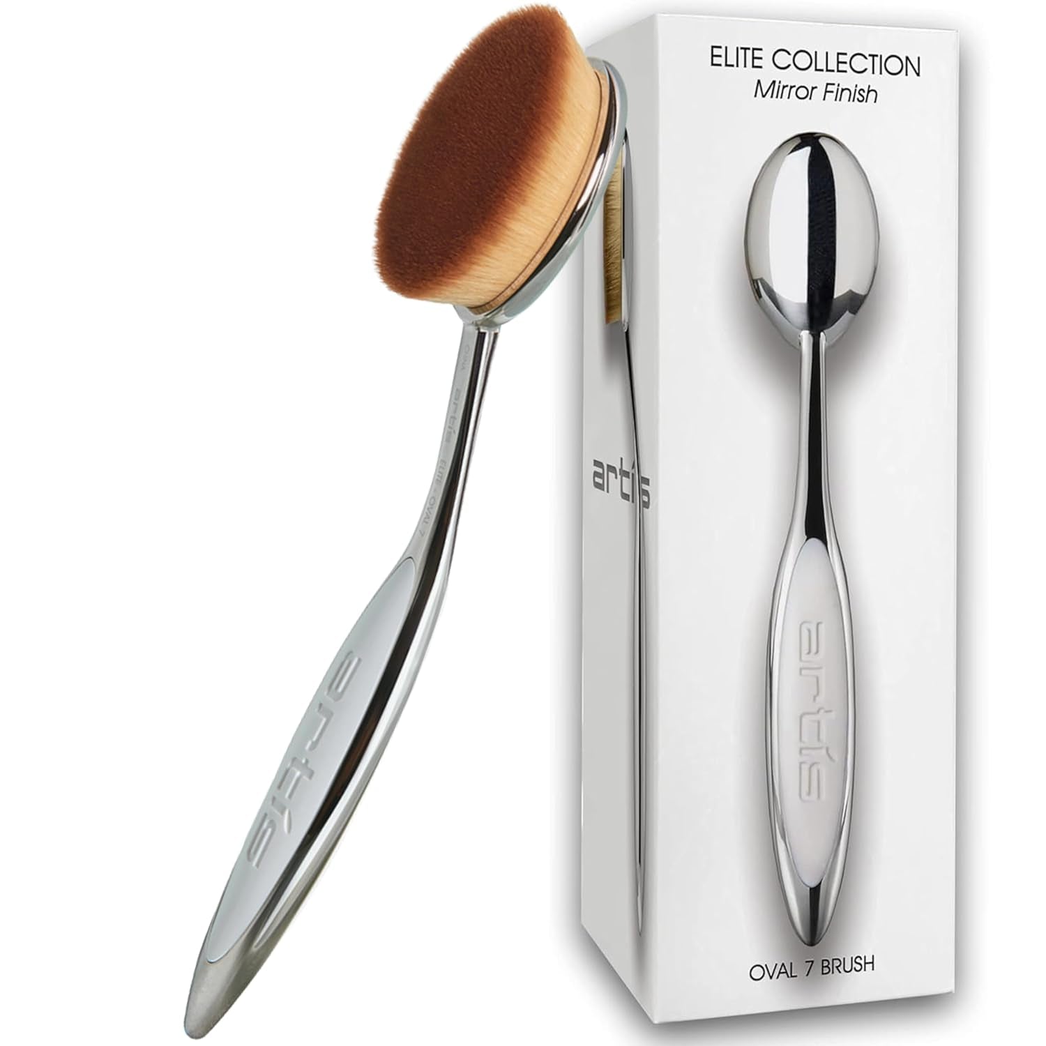 Elite Oval 7 Brush | Oval Makeup Brush | Luxury Synthetic Foundation Brush | Ideal for Foundation, SPF, Skincare | Use with Liquids, Powders, and Creams | Creates Airbrush Finish