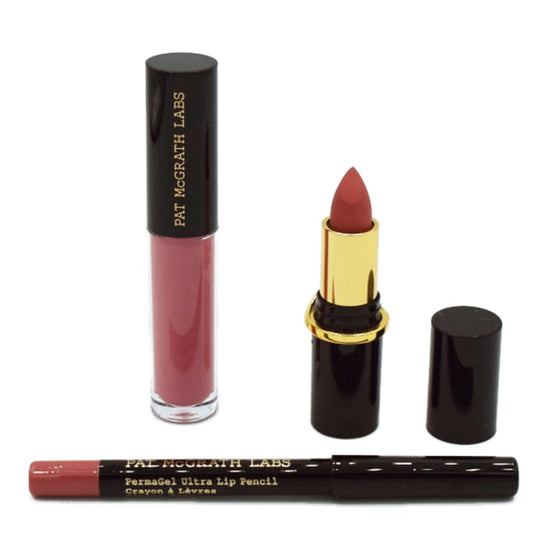 Mini Divine Rose Lip Trio for Women - 3 Pc 0.14Oz Mattetrance Lipstick, 0.15Oz Mini Lusto Gloss, 0.042Oz Permagel Ultra Lip Pencil