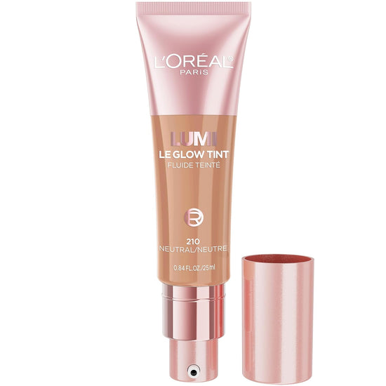 Lumi Le Glow Skin Tint, Lightweight Water-Based Tinted Serum with Foundation-Like Coverage, Glow Illuminator, Neutral 210, 0.85 Fl Oz