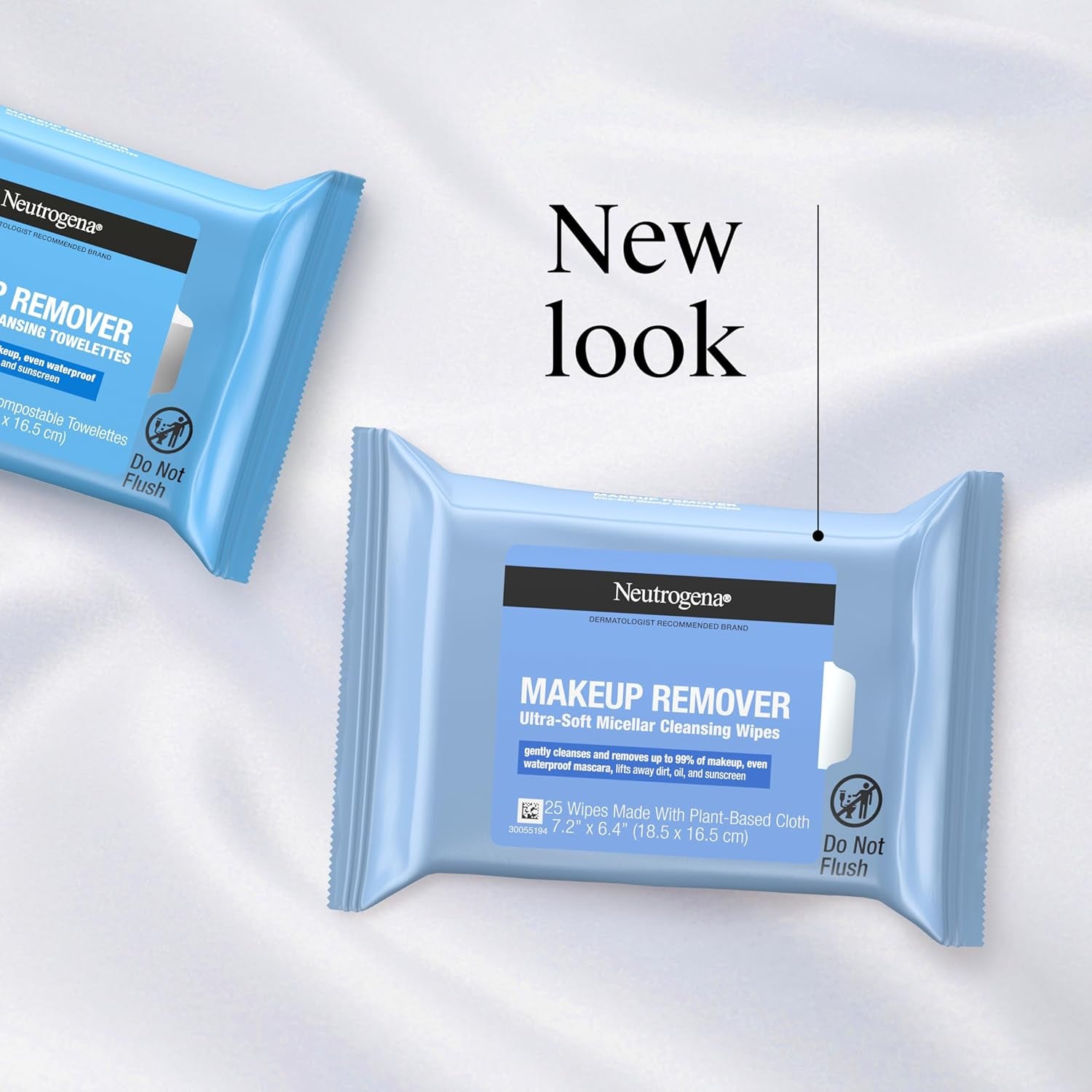 Makeup Remover Wipes, Ultra-Soft Cleansing Facial Towelettes for Waterproof Makeup, Alcohol-Free, Plant-Based, 50 Count (2 Packs of 25)