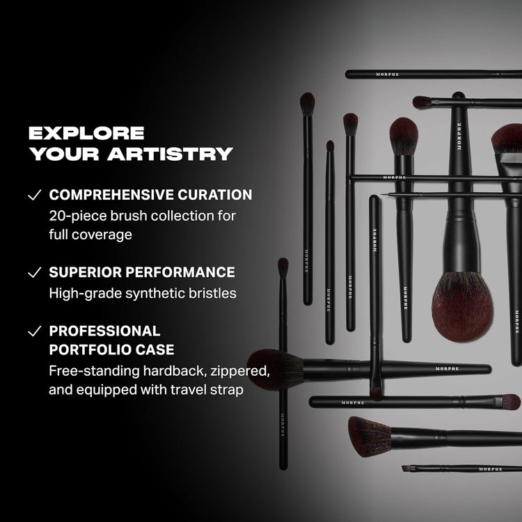 MUA Life Makeup Brushes - 20 Piece Makeup Brush Set of Eye and Face Brushes - Made with Synthetic Bristles and Includes Carrying Case (20 Count)