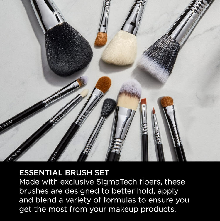 Essential Makeup Brushes Set – Professional Grade Makeup Brush Set with Premium Fibers and Sleek, Durable Handles for Face & Eyes, Includes 12 CK001 Black Makeup Brushes