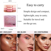 3-In-1 Blendable Trio, Contour and Highlight Blush Makeup Palette, Cream Bronzer, Silky Smooth Powder Blush, Shimmer Highlighter Makeup Powder, Travel-Friendly Stackable Make up Kit with Mirror(01)