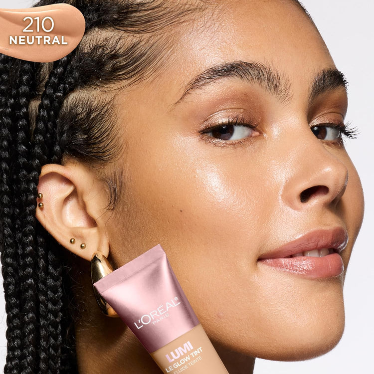 Lumi Le Glow Skin Tint, Lightweight Water-Based Tinted Serum with Foundation-Like Coverage, Glow Illuminator, Neutral 210, 0.85 Fl Oz