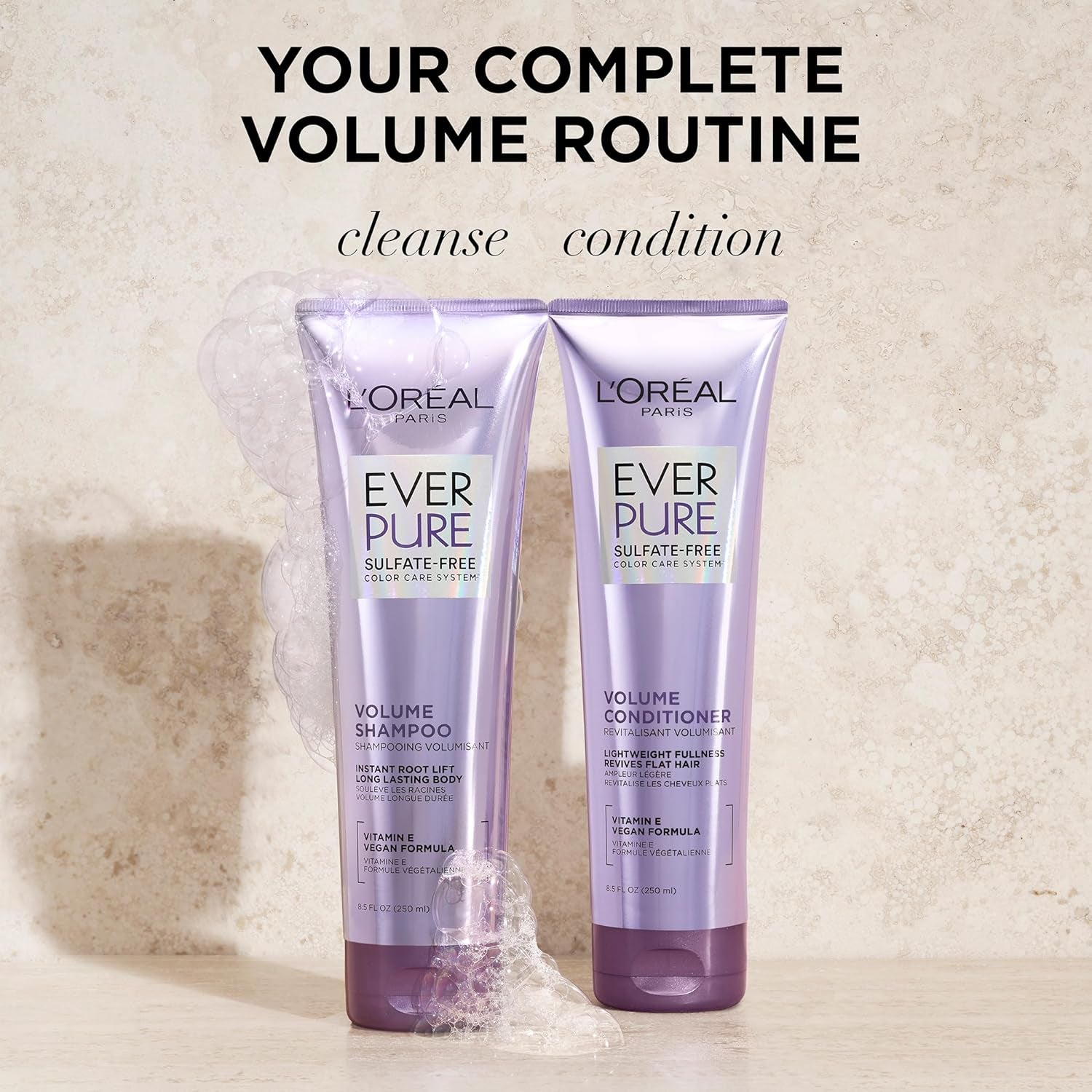 Volume Sulfate Free Shampoo and Conditioner for Color-Treated Hair, Everpure, 8.5 Fl Oz (Set of 2)