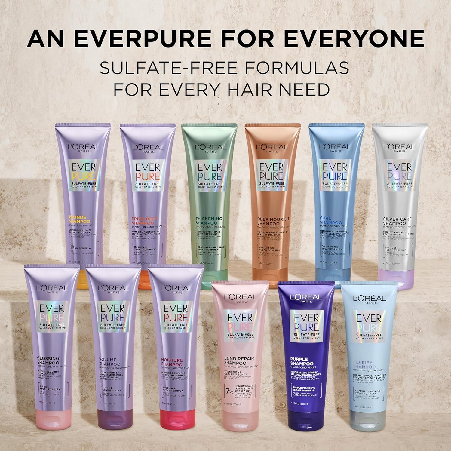 Volume Sulfate Free Shampoo and Conditioner for Color-Treated Hair, Everpure, 8.5 Fl Oz (Set of 2)