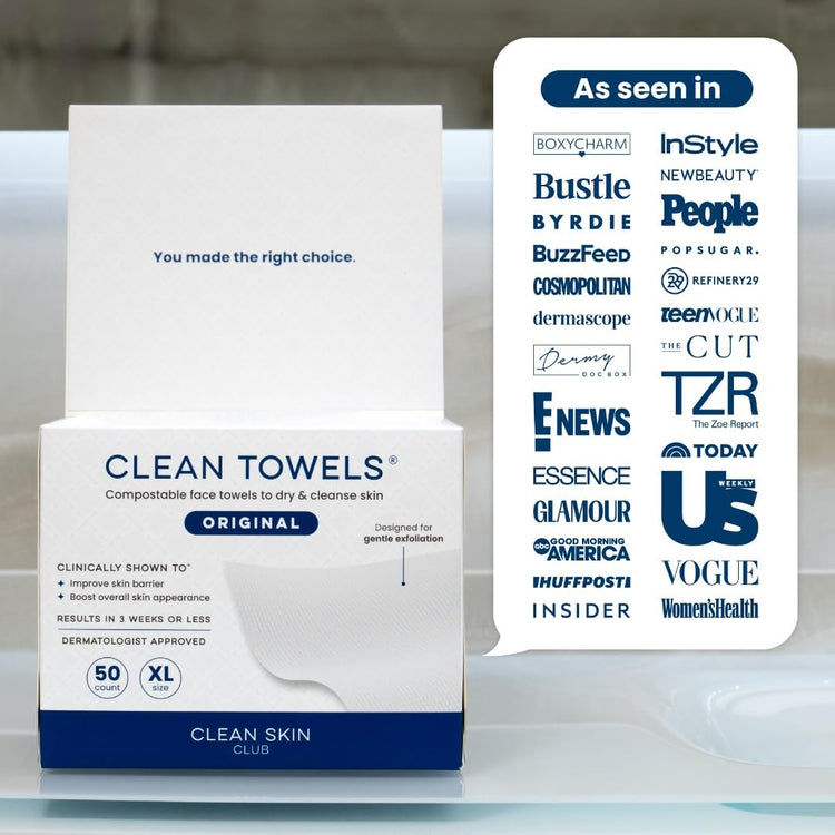 Clean Towels XL™, 100% USDA Biobased Face Towel, Disposable Face Towelette, Eczema Association Accepted, Makeup Remover Dry Wipes, Ultra Soft, 100 Ct, 2 Pack